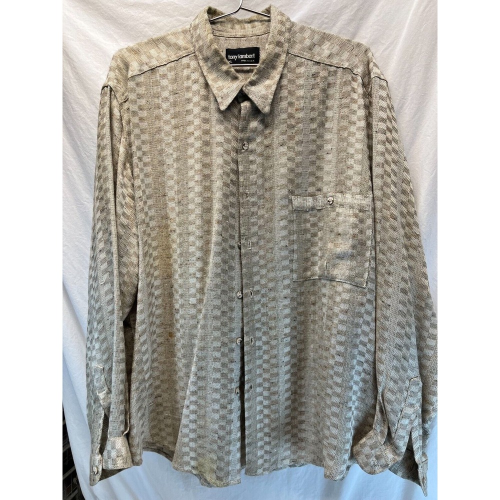 Tony Lambert Vintage Mens Shirt Size XL‎ Long Sleeve Viscose